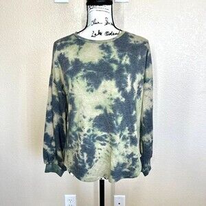 Workshop Republic Clothing green sweatshirt  tonal blotted tie dye top size S